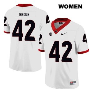 Women's Georgia Bulldogs NCAA #42 Jake Skole Nike Stitched White Legend Authentic College Football Jersey YTR0254GN